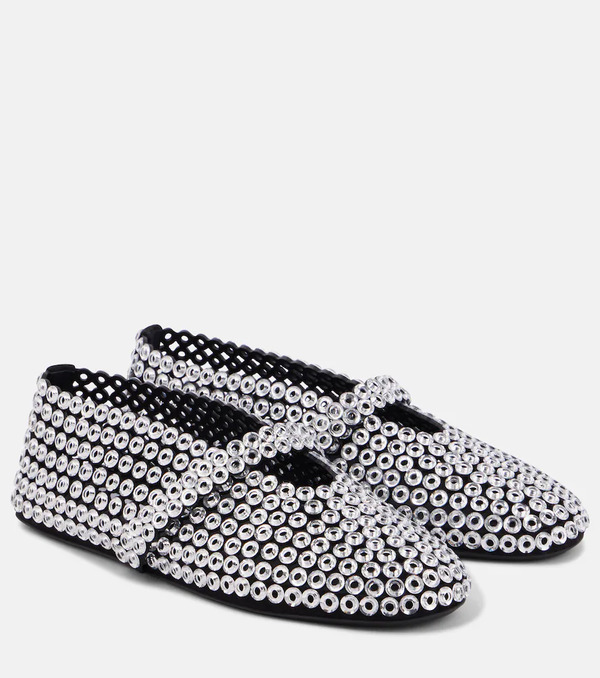  Alaia Alaia Embellished Suede Mary Jane Flats 