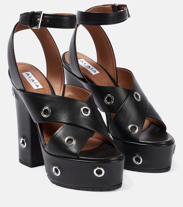  Alaia Alaia Eyelet-embellished Leather Sandals 