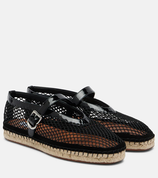  Alaia Alaia Fishnet Leather-trimmed Espadrilles 