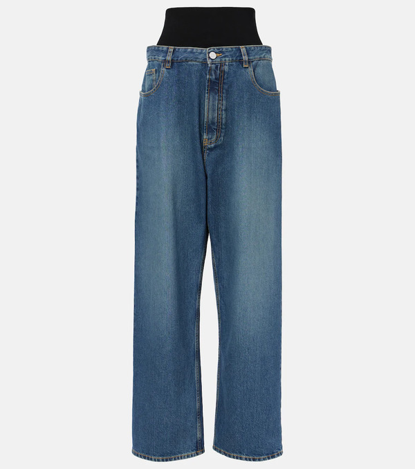  Alaia Alaia High-rise Jersey-trimmed Straight Jeans 