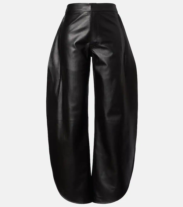  Alaia Alaia High-rise Leather Barrel-leg Pants 