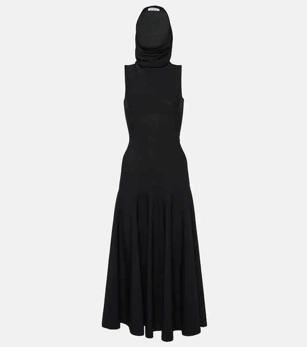  Alaia Alaia Hooded Jersey Midi Dress 