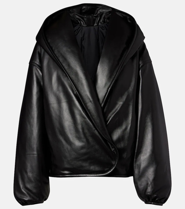  Alaia Alaia Hooded Leather Bomber Jacket 