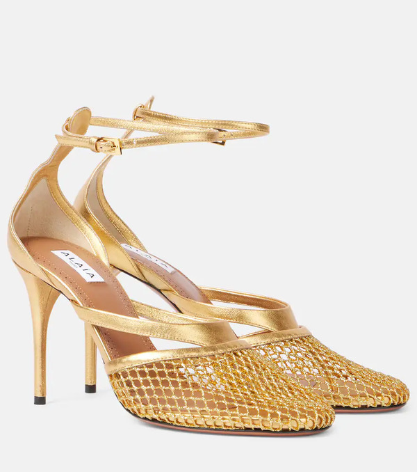  Alaia Alaia Infradito Fishnet 90 Leather Pumps 