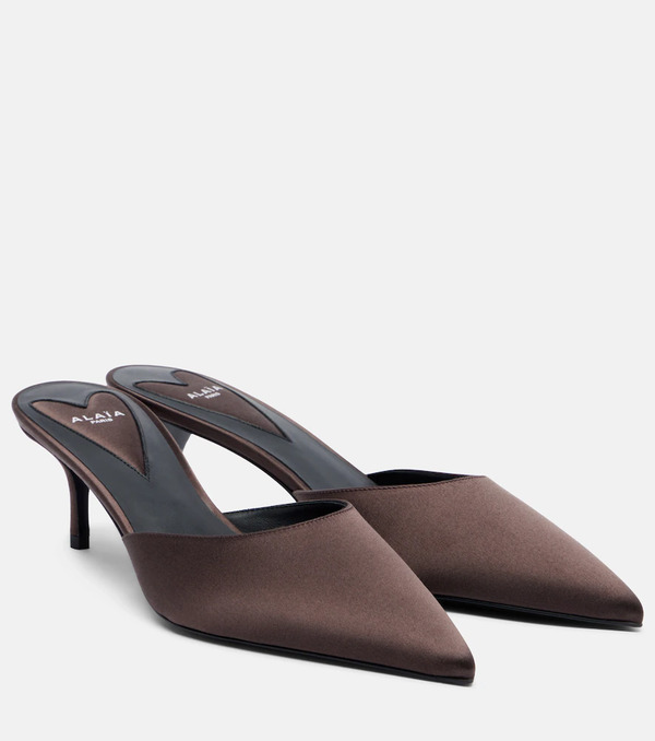  Alaia Alaia Le Coeur Satin Mules 