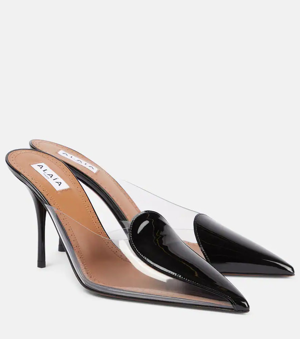  Alaia Alaia Le Cour Abstrait 90 Patent Leather Mules 