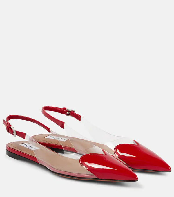  Alaia Alaia Le Cour Patent Leather And Pu Slingback Flats 
