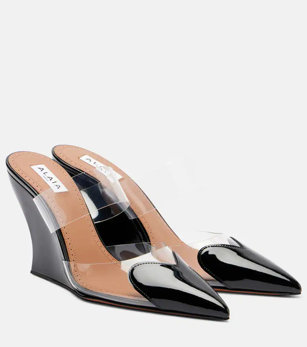  Alaia Alaia Le Cour 90 Pu And Leather Wedge Mules 