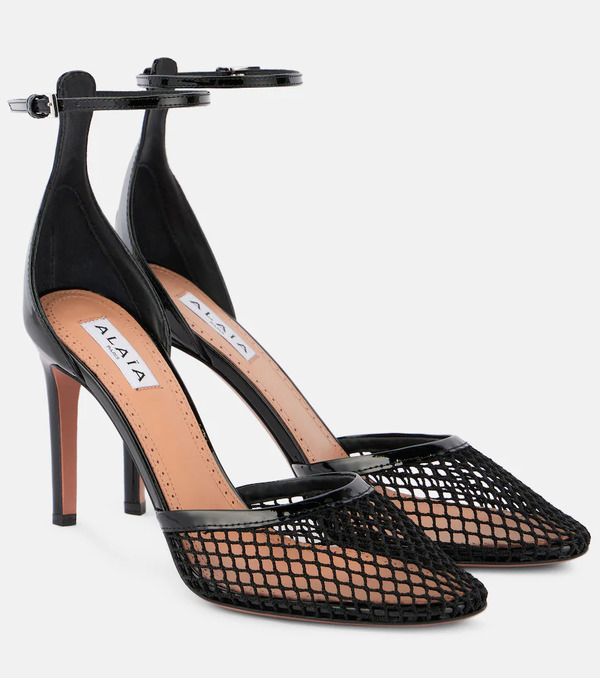  Alaia Alaia Leather-trimmed Mesh Pumps 