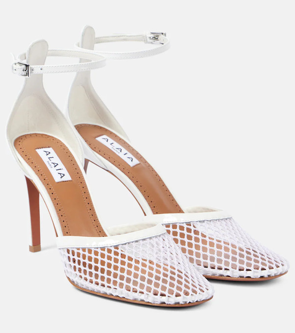  Alaia Alaia Leather-trimmed Mesh Pumps 