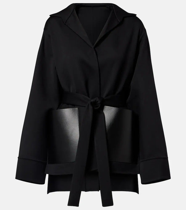  Alaia Alaia Leather-trimmed Virgin Wool Wrap Jacket 