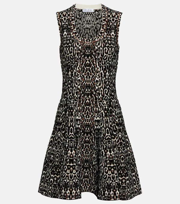  Alaia Alaia Leopard-print Jacquard Minidress 