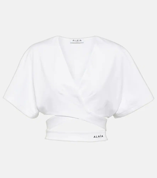  Alaia Alaia Logo Cotton Jersey Crop Top 