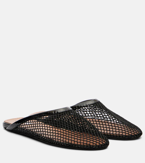  Alaia Alaia Patent Leather-trimmed Fishnet Mules 