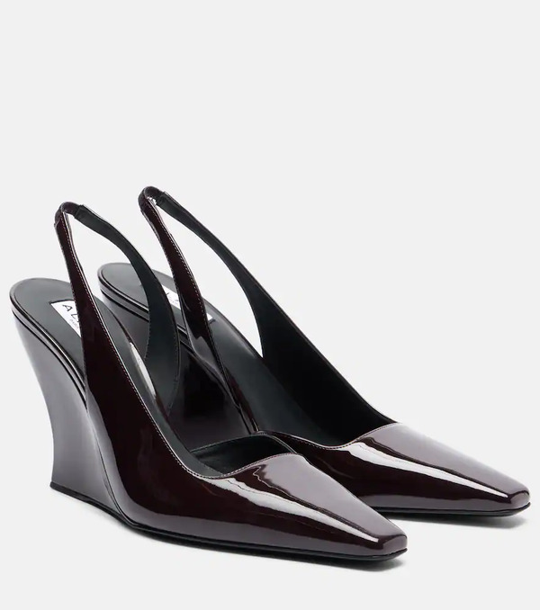  Alaia Alaia Patent Leather Wedge Slingback Pumps 