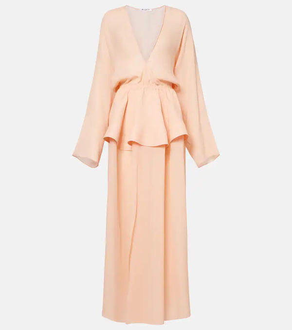  Alaia Alaia Peplum Georgette Maxi Dress 