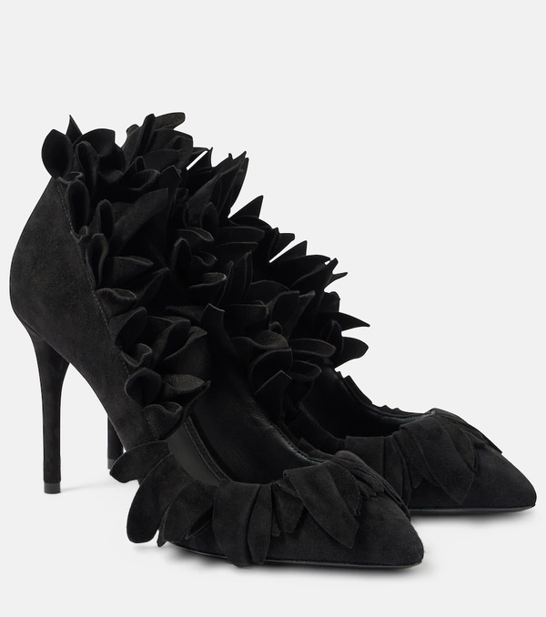  Alaia Alaia Petal Ruffled Suede Pumps 