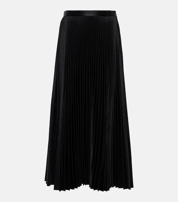  Alaia Alaia Pleated Croc-effect Satin Midi Skirt 