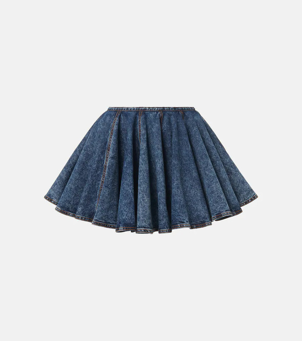  Alaia Alaia Pleated Denim Miniskirt 
