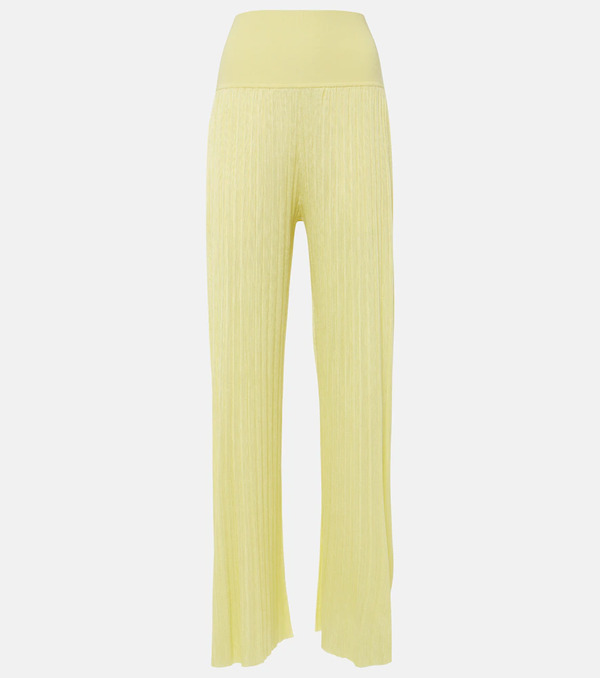  Alaia Alaia Pleated High-rise Jersey Straight Pants 