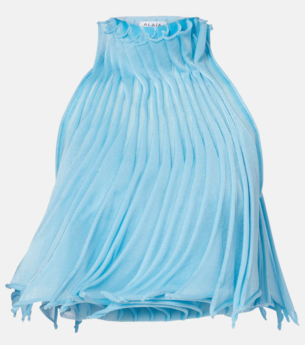  Alaia Alaia Pleated Mesh Crop Top 
