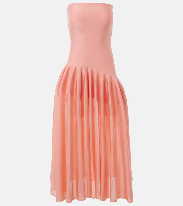 Alaia Alaia Pleated Strapless Maxi Dress 