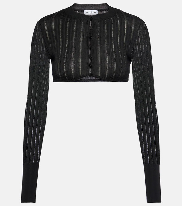  Alaia Alaia Ribbed-knit Cropped Cardigan 