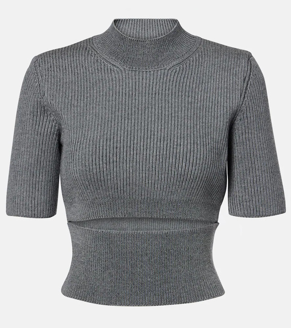  Alaia Alaia Ribbed-knit Cutout Wool-blend Top 