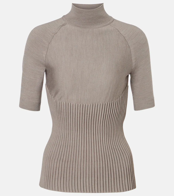  Alaia Alaia Ribbed-knit Turtleneck Wool-blend Top 