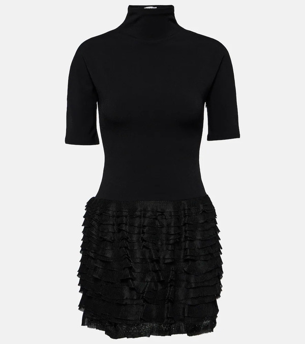  Alaia Alaia Ruffled High-neck Jersey Minidress 