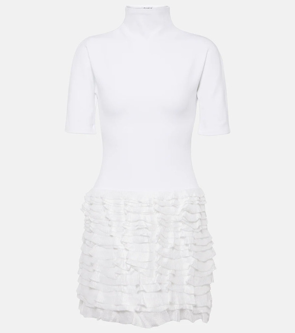  Alaia Alaia Ruffled High-neck Jersey Minidress 