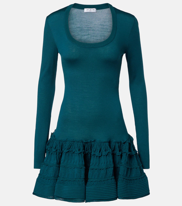  Alaia Alaia Ruffled Wool-blend Minidress 