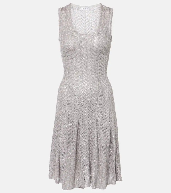  Alaia Alaia Sequined Knitted Minidress 