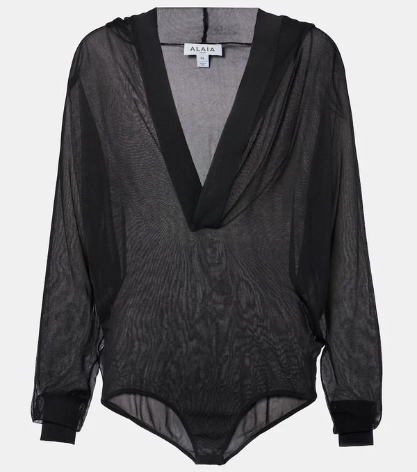  Alaia Alaia Sheer Hooded Bodysuit 