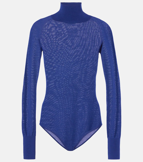  Alaia Alaia Sheer Turtleneck Wool Bodysuit 