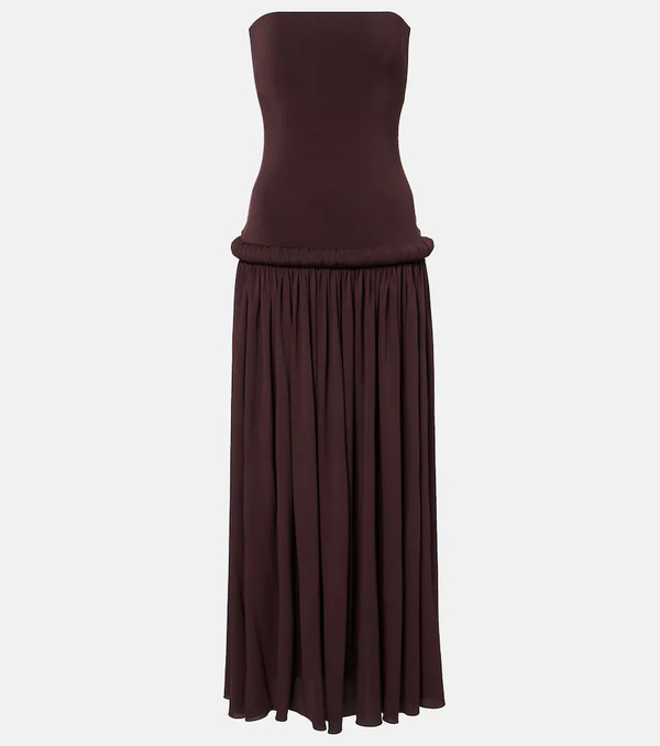  Alaia Alaia Strapless Gathered Jersey Maxi Dress 