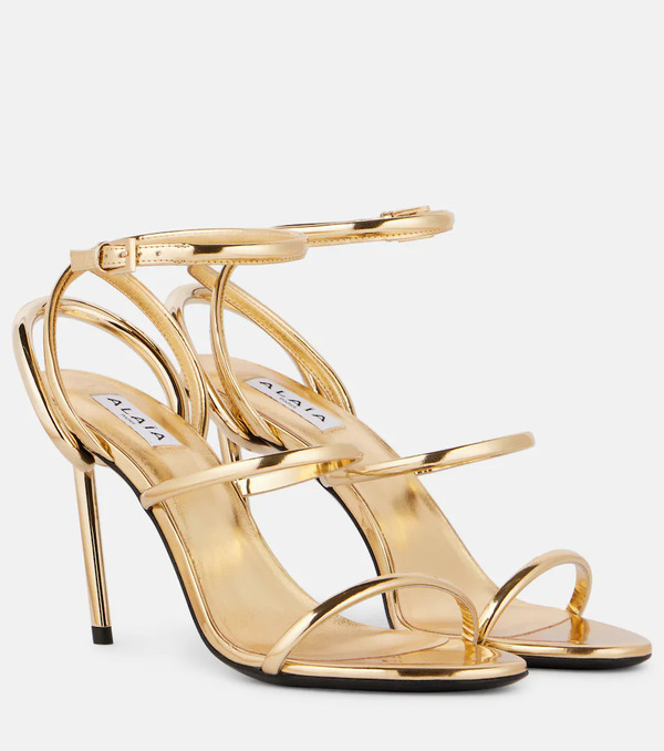  Alaia Alaia Strappy Metallic Leather Sandals 