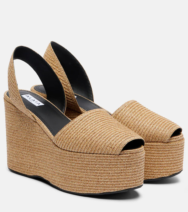  Alaia Alaia Straw Wedge Sandals 