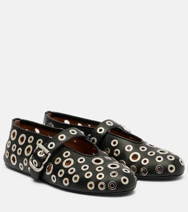  Alaia Alaia Studded Leather Ballet Flats 
