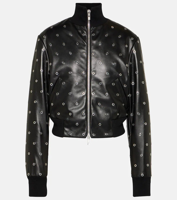  Alaia Alaia Studded Leather Bomber Jacket 