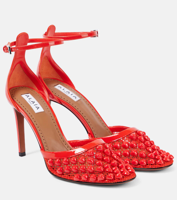 Alaia Alaia Studded Mesh And Leather Pumps 
