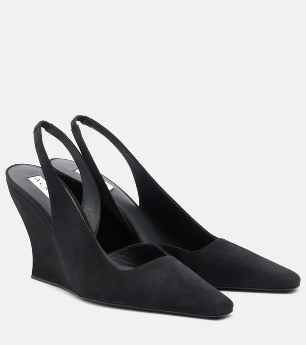  Alaia Alaia Suede Wedge Slingback Pumps 