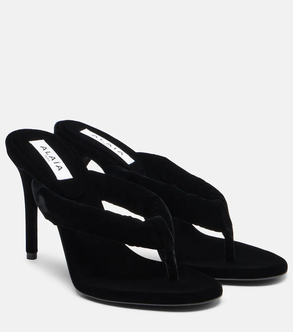  Alaia Alaia 90 Velvet Thong Sandals 