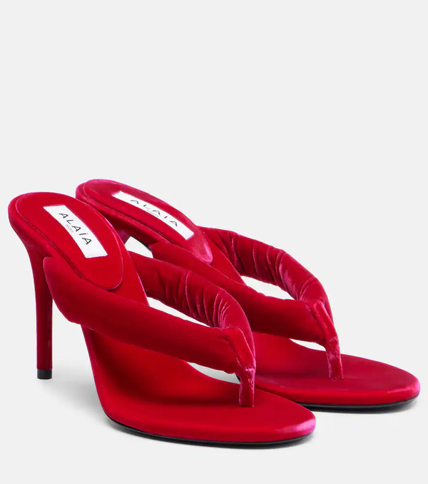  Alaia Alaia Velvet Thong Sandals 