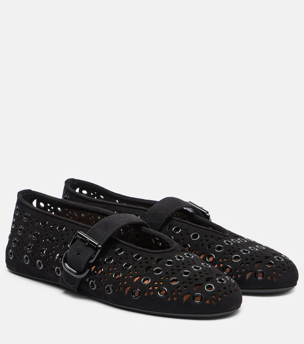  Alaia Alaia Vienne Embellished Suede Ballet Flats 