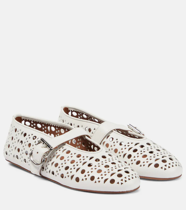  Alaia Alaia Vienne Leather Ballet Flats 