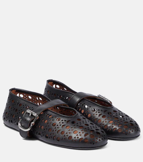  Alaia Alaia Vienne Leather Ballet Flats 