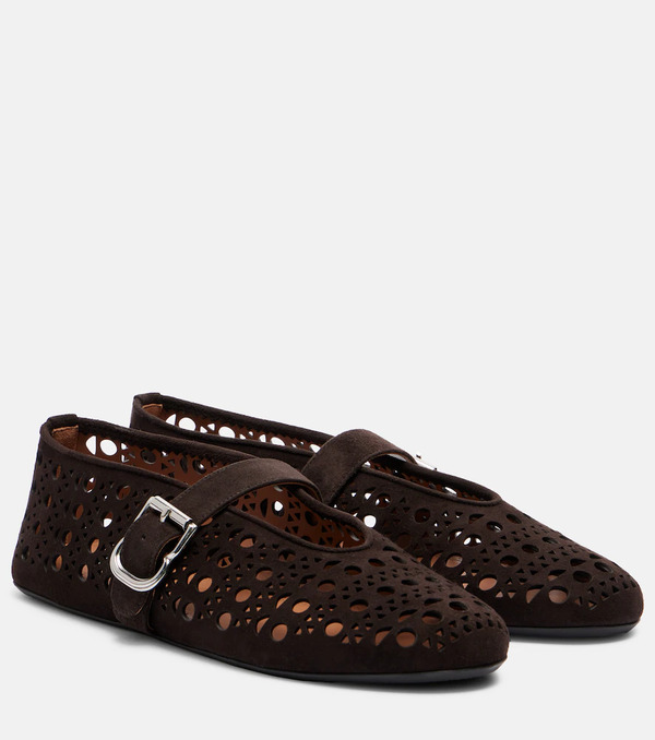  Alaia Alaia Vienne Suede Ballet Flats 