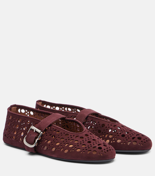  Alaia Alaia Vienne Suede Ballet Flats 