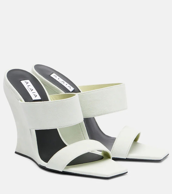  Alaia Alaia Wave 110 Suede Wedge Mules 